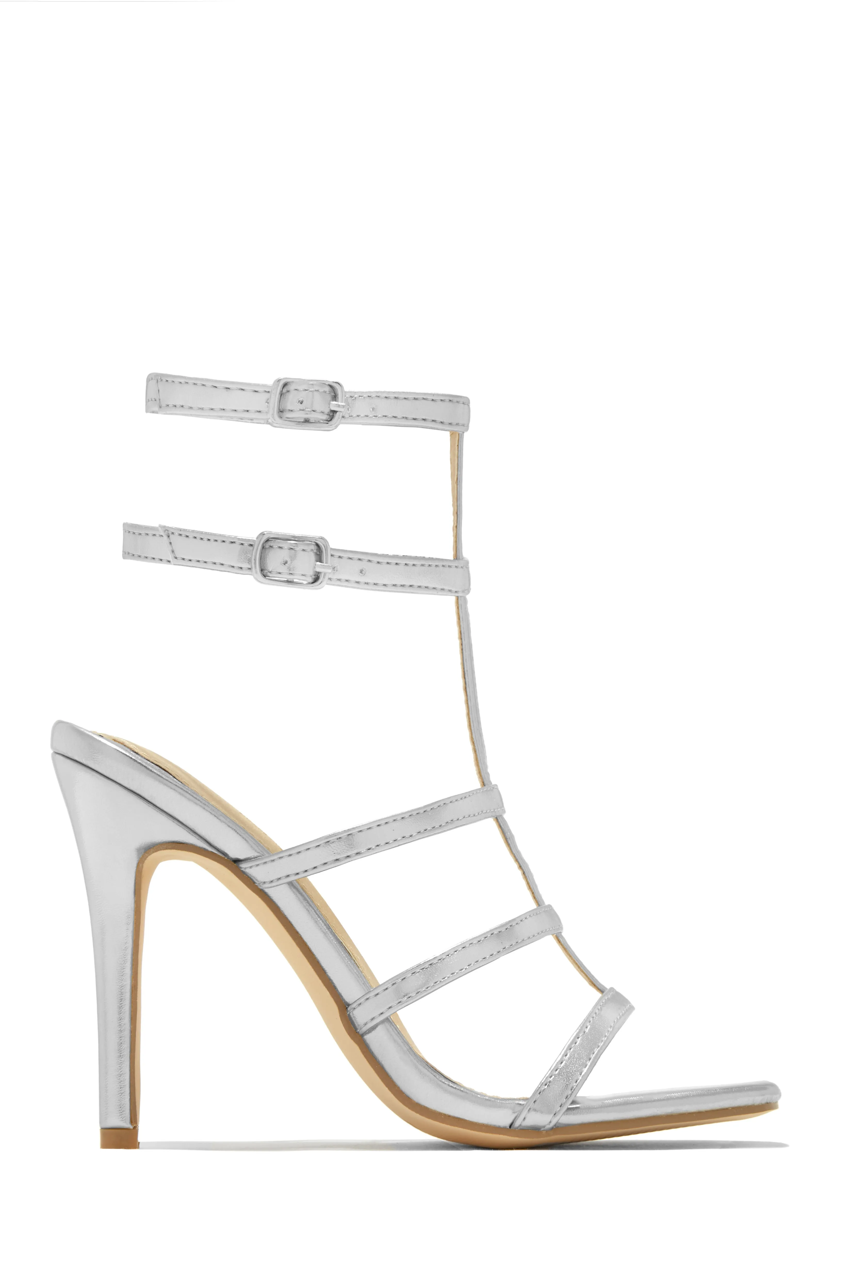 Luxury Essentials Caged Strap High Heels - Gold