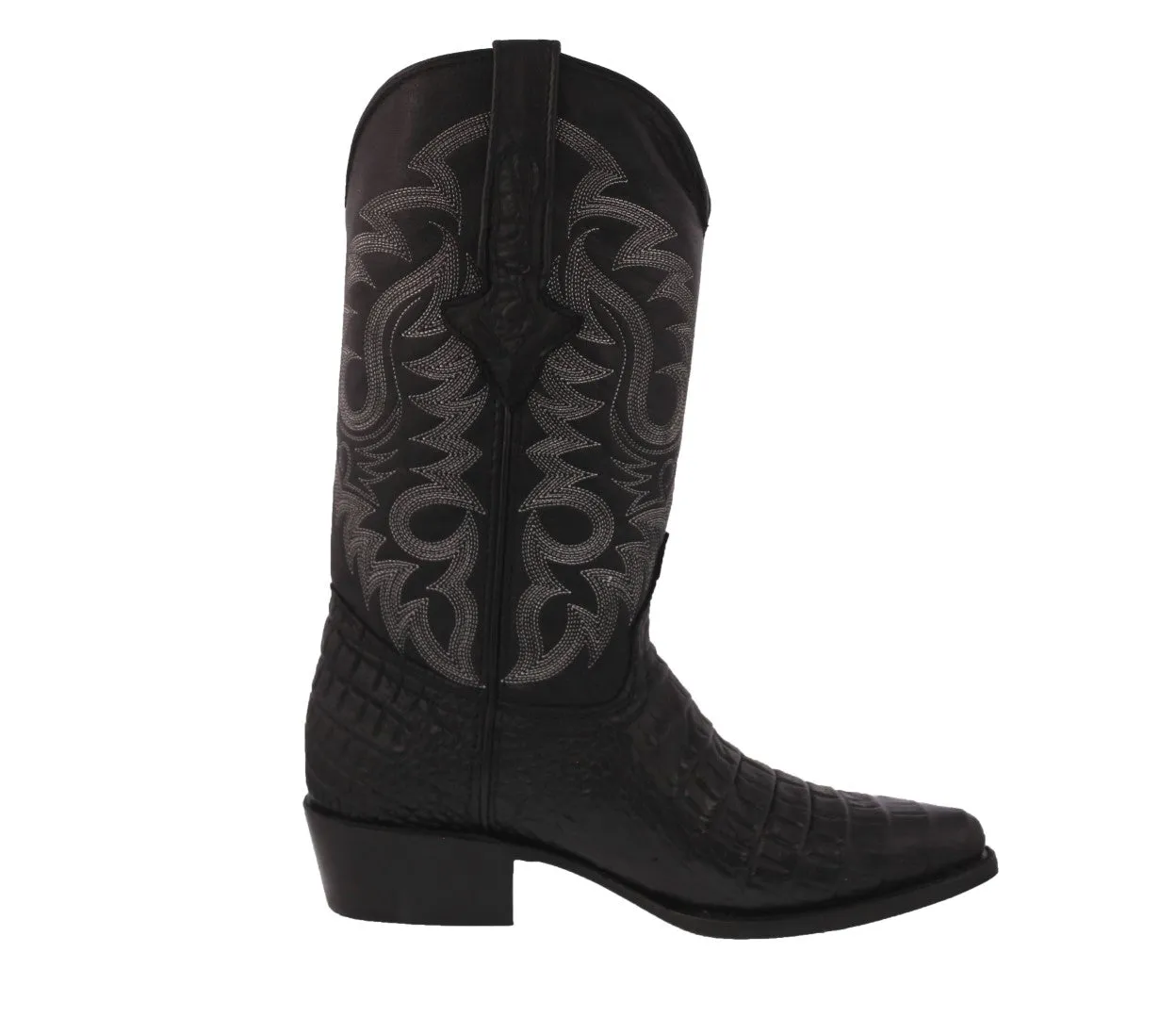 Mens Black Alligator Belly Print Leather Cowboy Boots J Toe