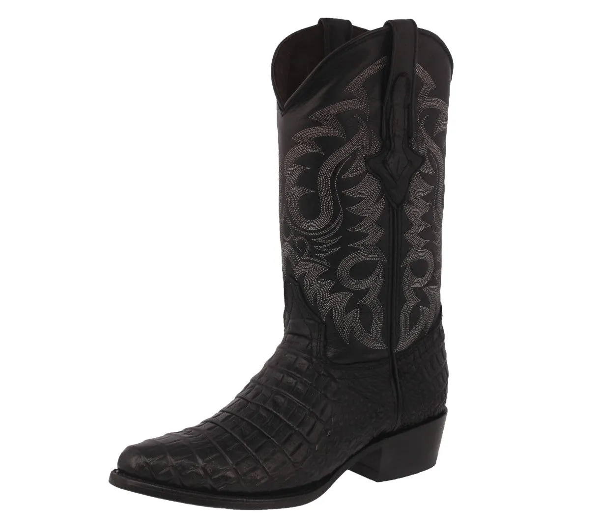 Mens Black Alligator Belly Print Leather Cowboy Boots J Toe