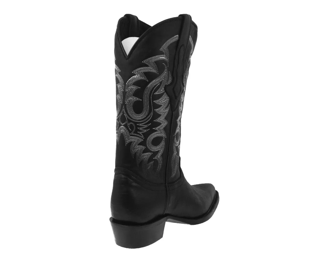 Mens Black Ostrich Leg Foot Print Leather Cowboy Boots J Toe