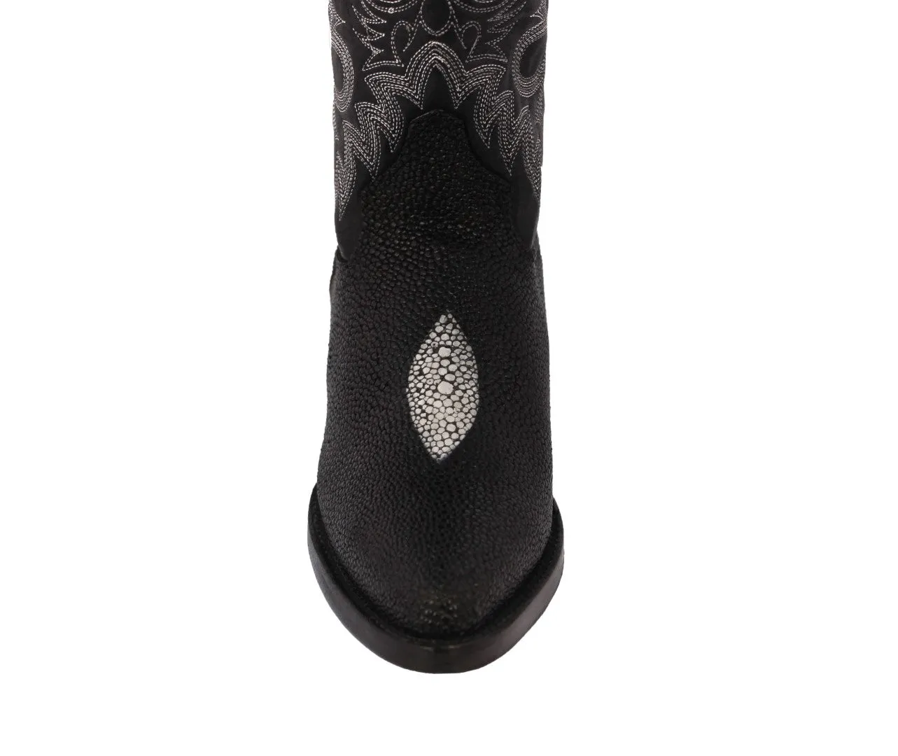 Mens Black Stingray White Diamond Print Leather Cowboy Boots J Toe