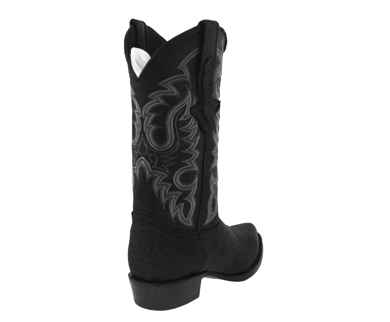 Mens Black Stingray White Diamond Print Leather Cowboy Boots J Toe