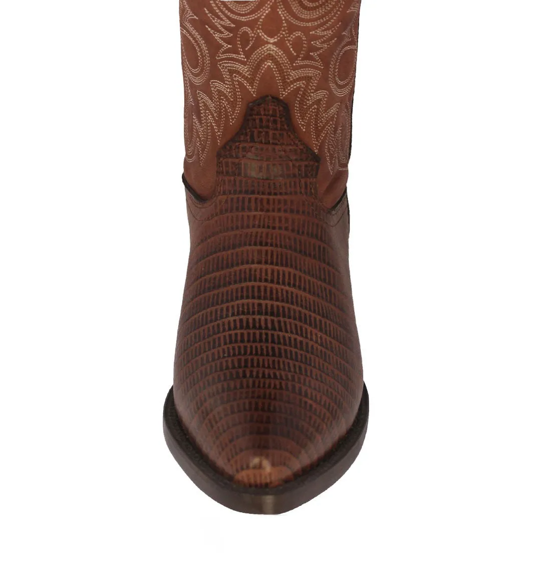 Mens Cognac Teju Lizard Print Leather Cowboy Boots J Toe