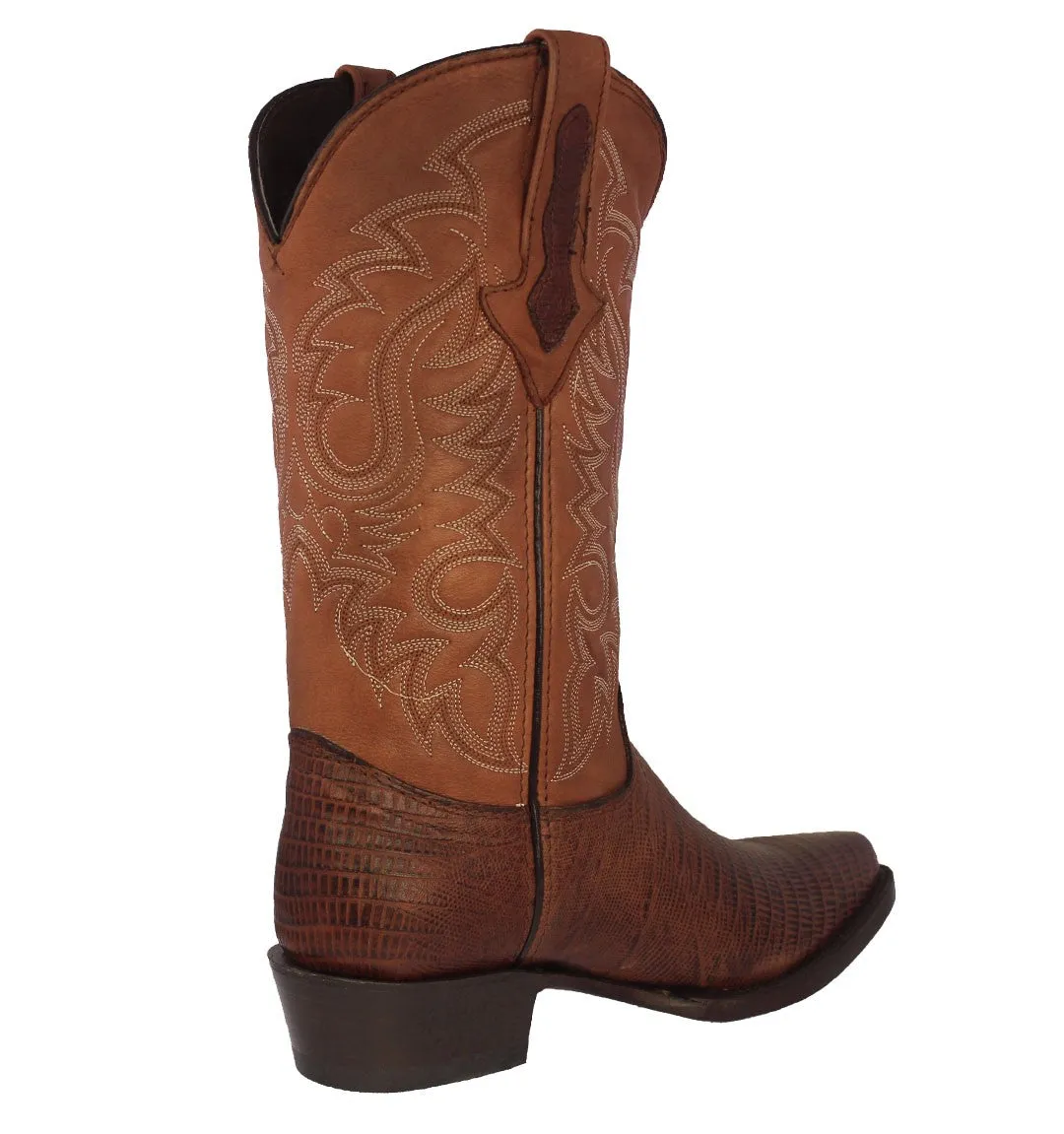 Mens Cognac Teju Lizard Print Leather Cowboy Boots J Toe