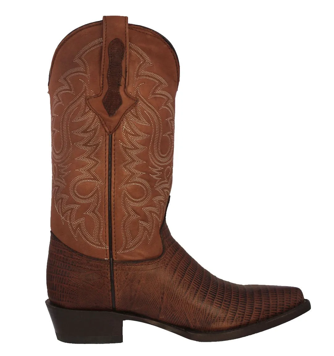 Mens Cognac Teju Lizard Print Leather Cowboy Boots J Toe