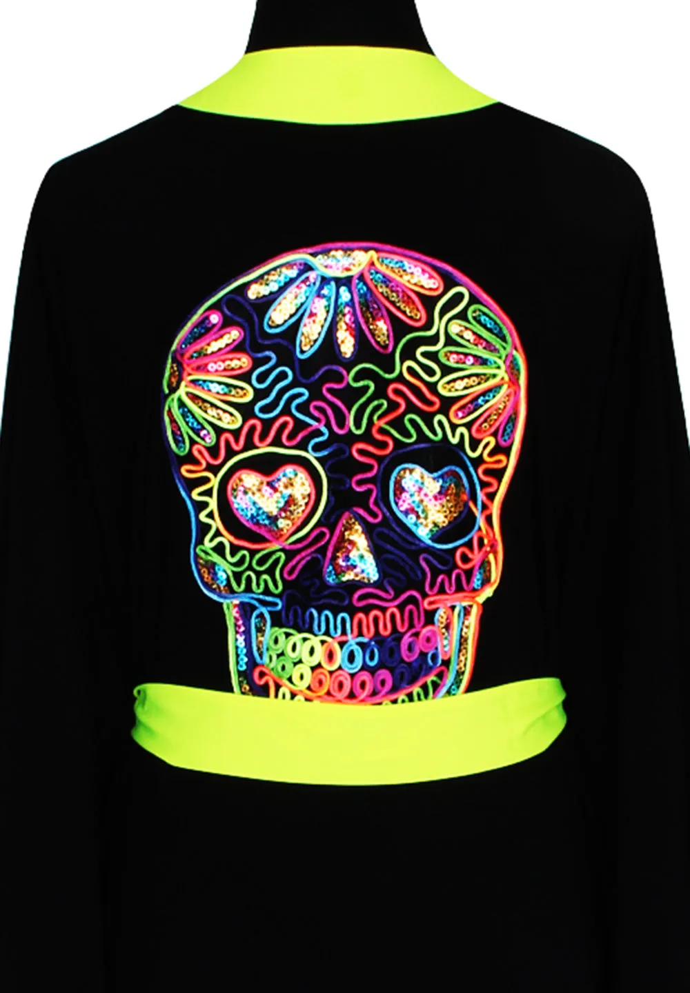 Monochrome - Black Kimono Skull (Neon Yellow)