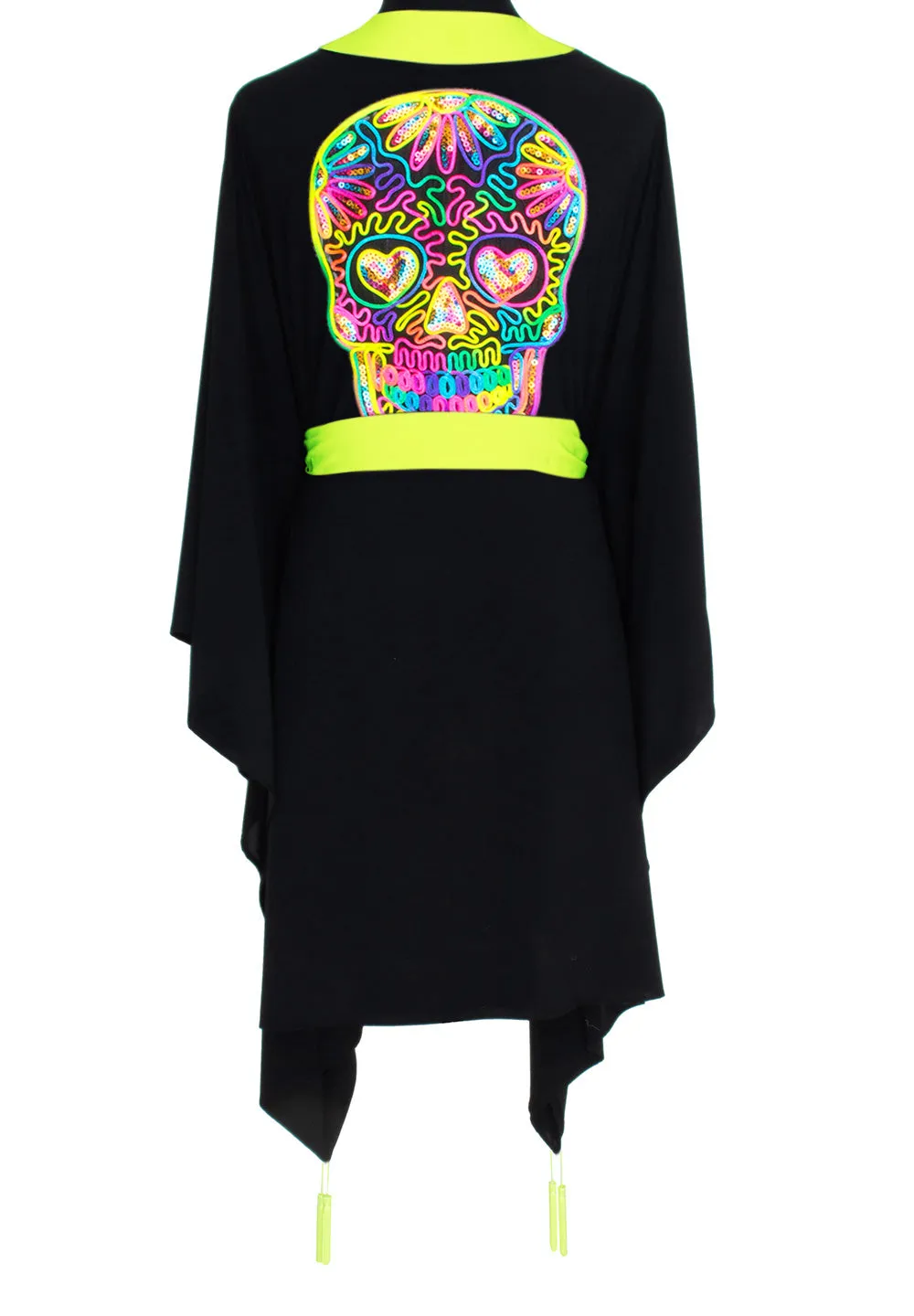 Monochrome - Black Kimono Skull (Neon Yellow)