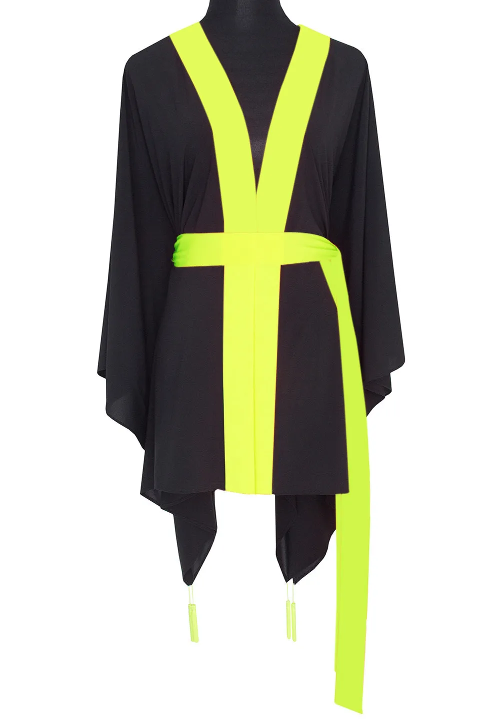 Monochrome - Black Kimono Skull (Neon Yellow)