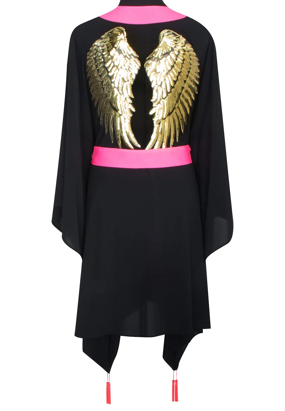 Monochrome - Black Kimono Wings (Neon Pink)