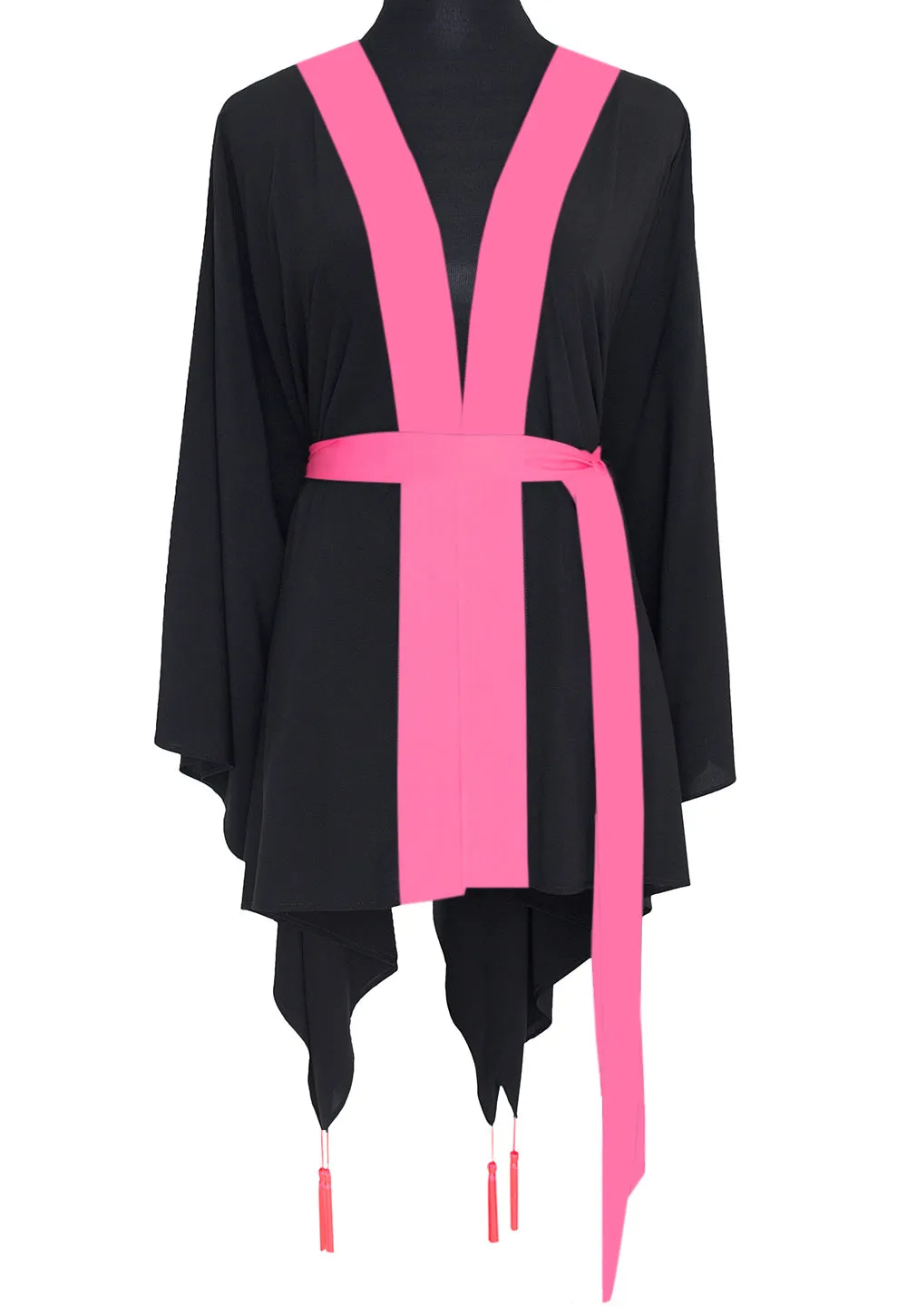 Monochrome - Black Kimono Wings (Neon Pink)