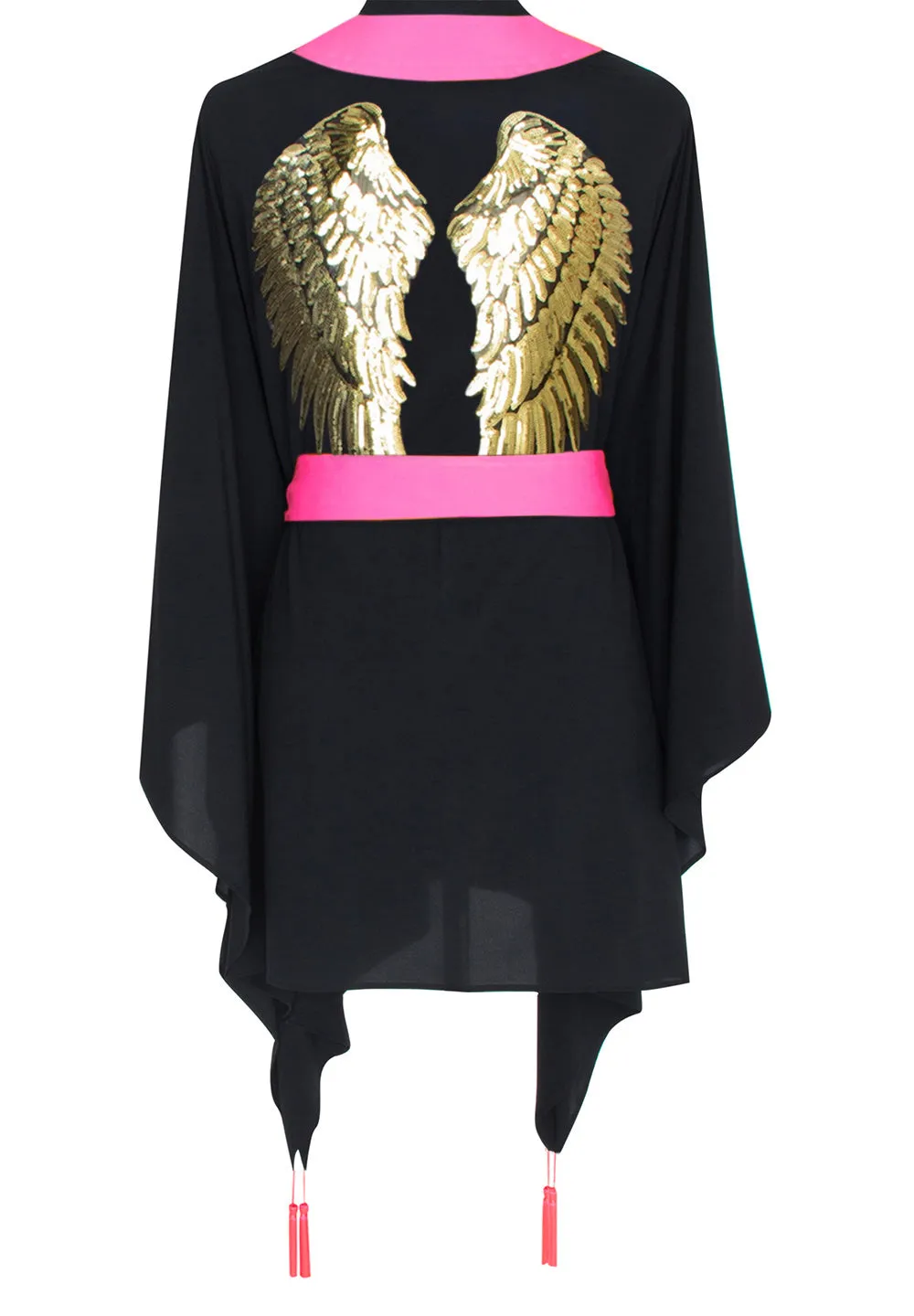 Monochrome - Black Kimono Wings (Neon Pink)