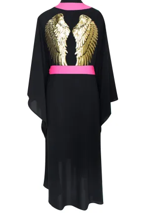 Monochrome - Black Kimono Wings (Neon Pink)