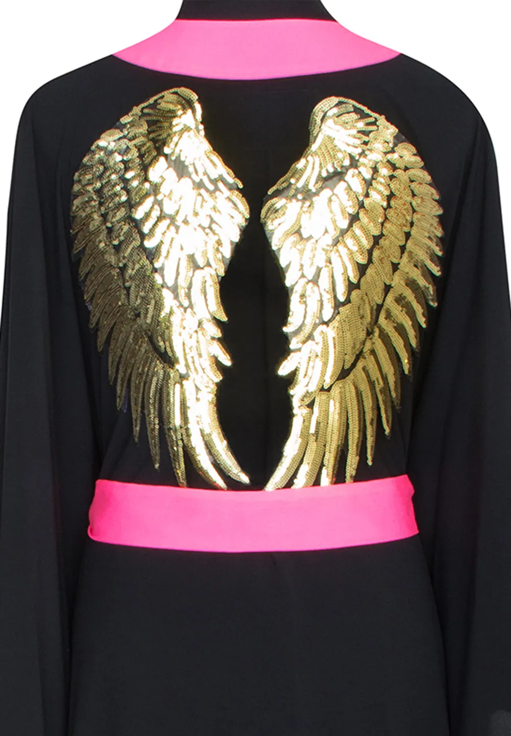 Monochrome - Black Kimono Wings (Neon Pink)