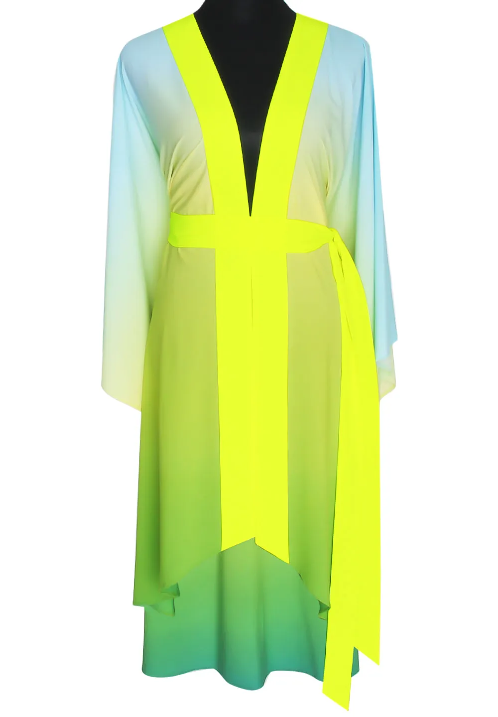 Monochrome Ombre - Freedom Kimono Skull (Neon Yellow) - Long