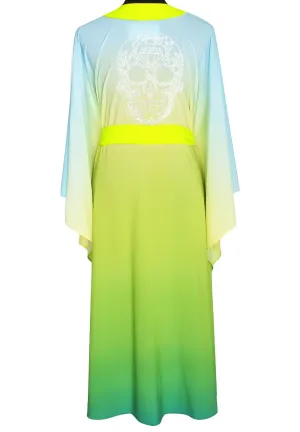Monochrome Ombre - Freedom Kimono Skull (Neon Yellow) - Long