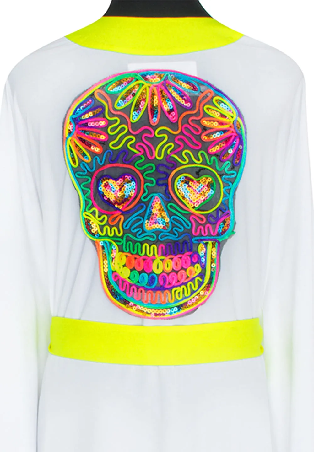 Monochrome - White Kimono Skull (Neon Yellow)