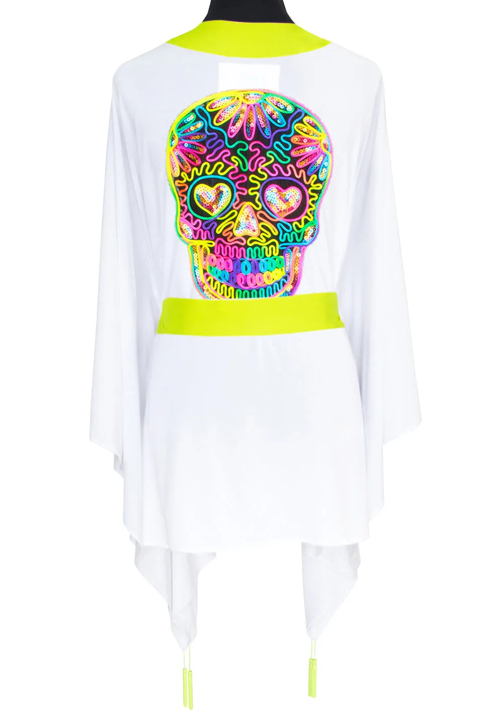 Monochrome - White Kimono Skull (Neon Yellow)