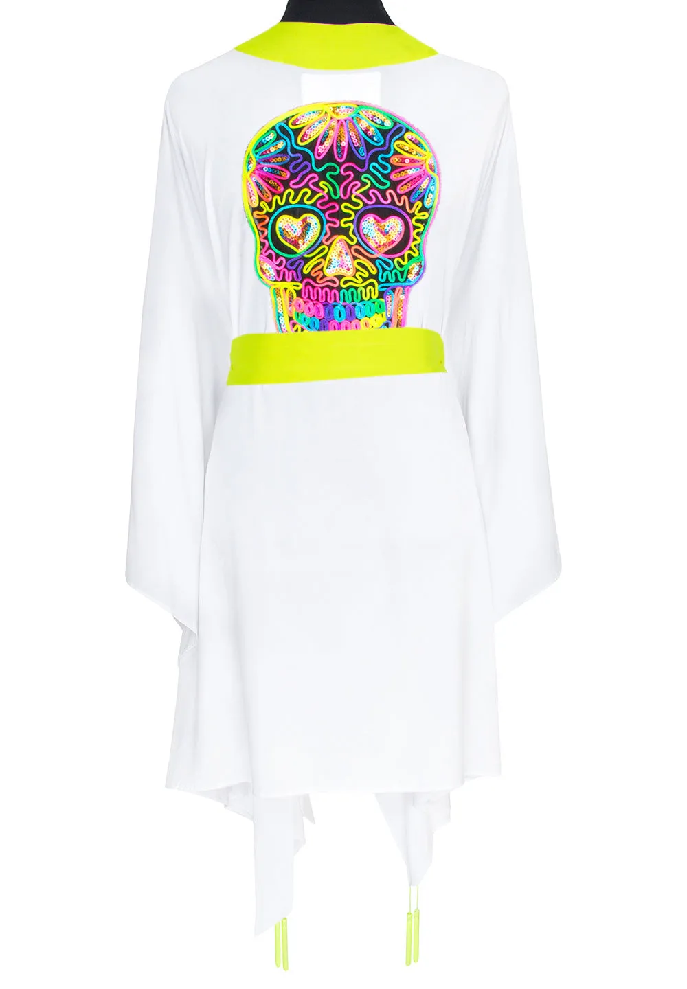 Monochrome - White Kimono Skull (Neon Yellow)