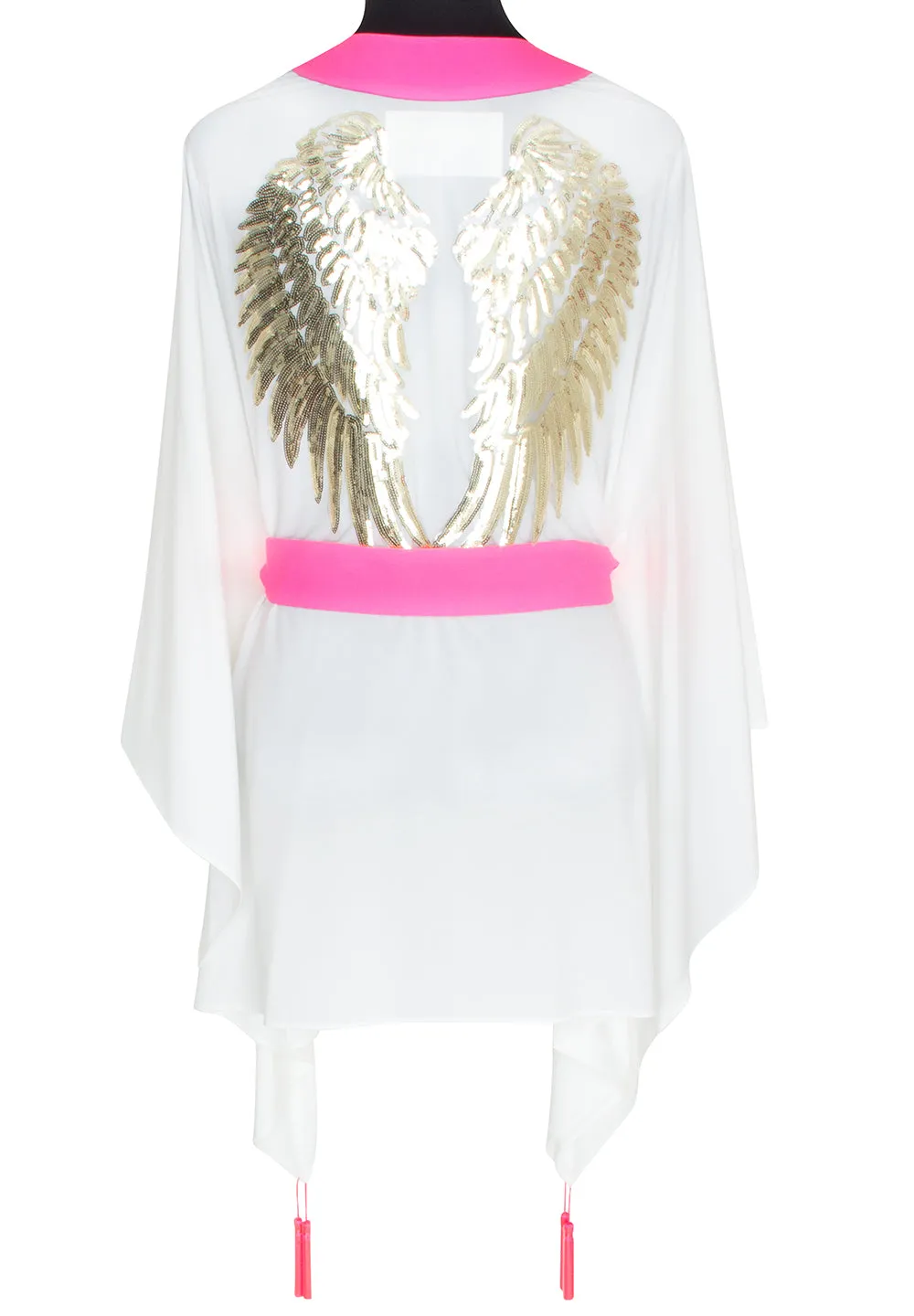 Monochrome - White Kimono Wings (Neon Pink)