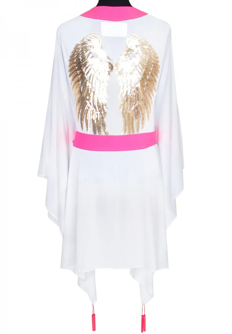 Monochrome - White Kimono Wings (Neon Pink)