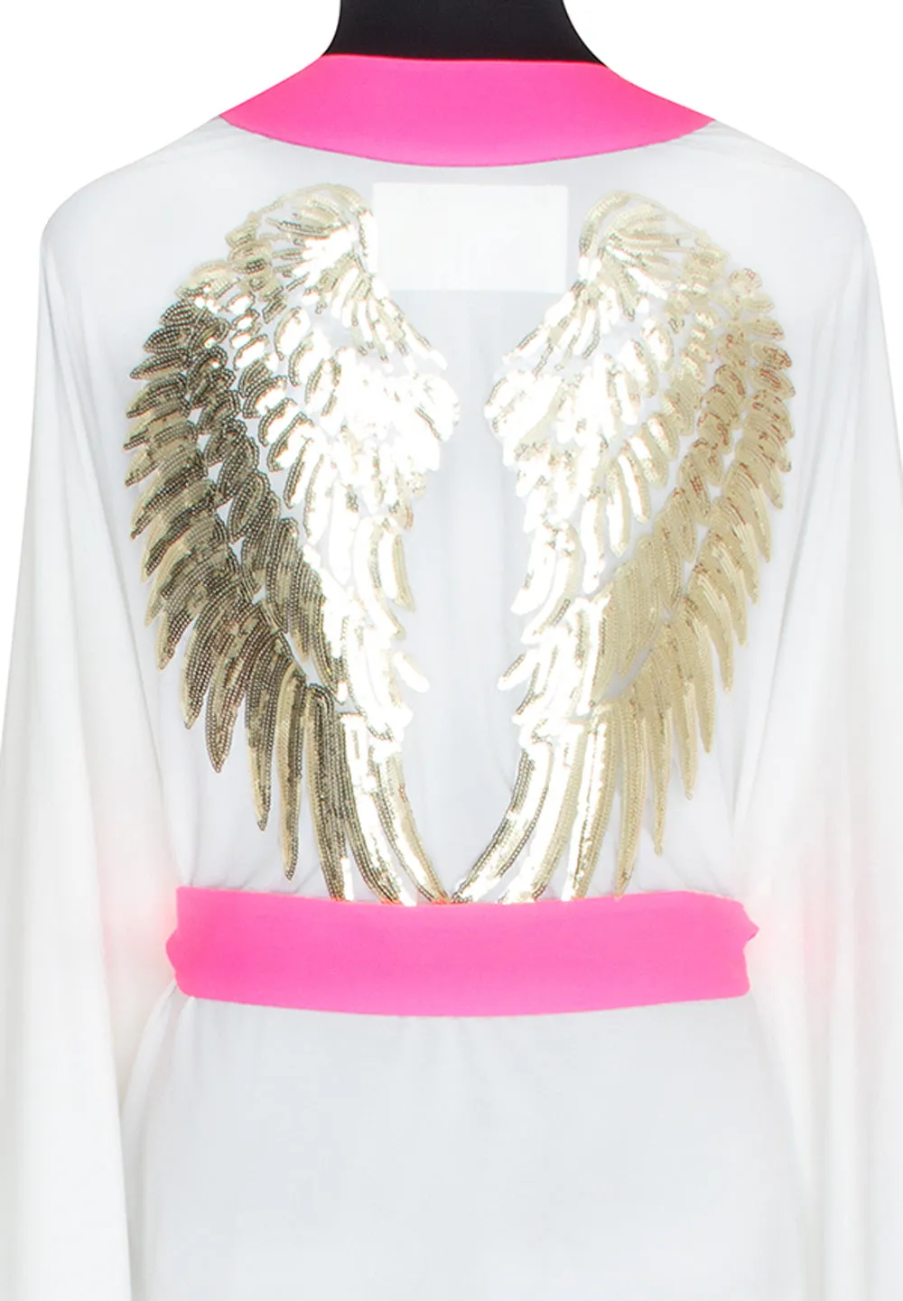 Monochrome - White Kimono Wings (Neon Pink)