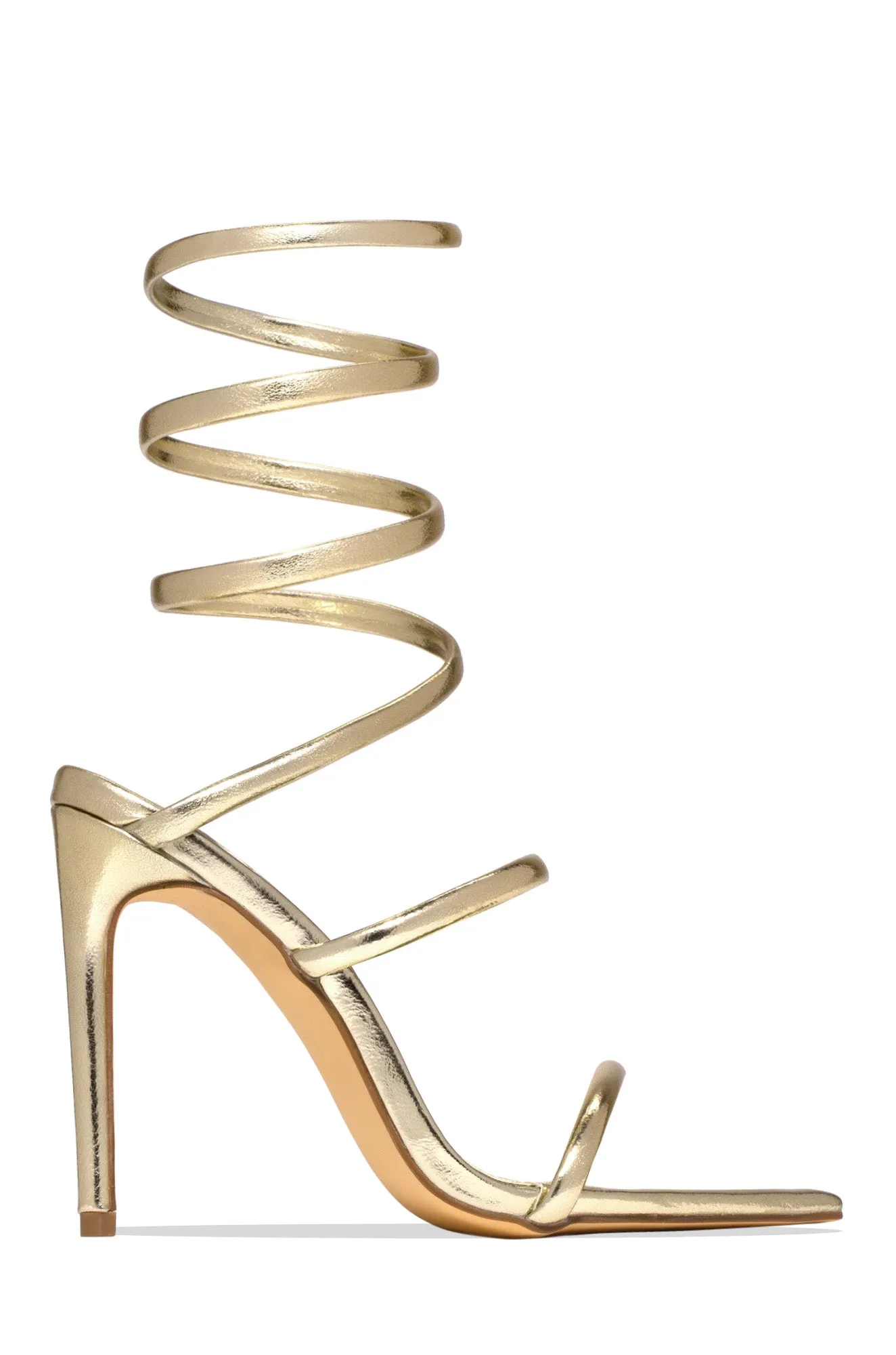 Nathalie Around The Ankle Coil High Heels - Gold