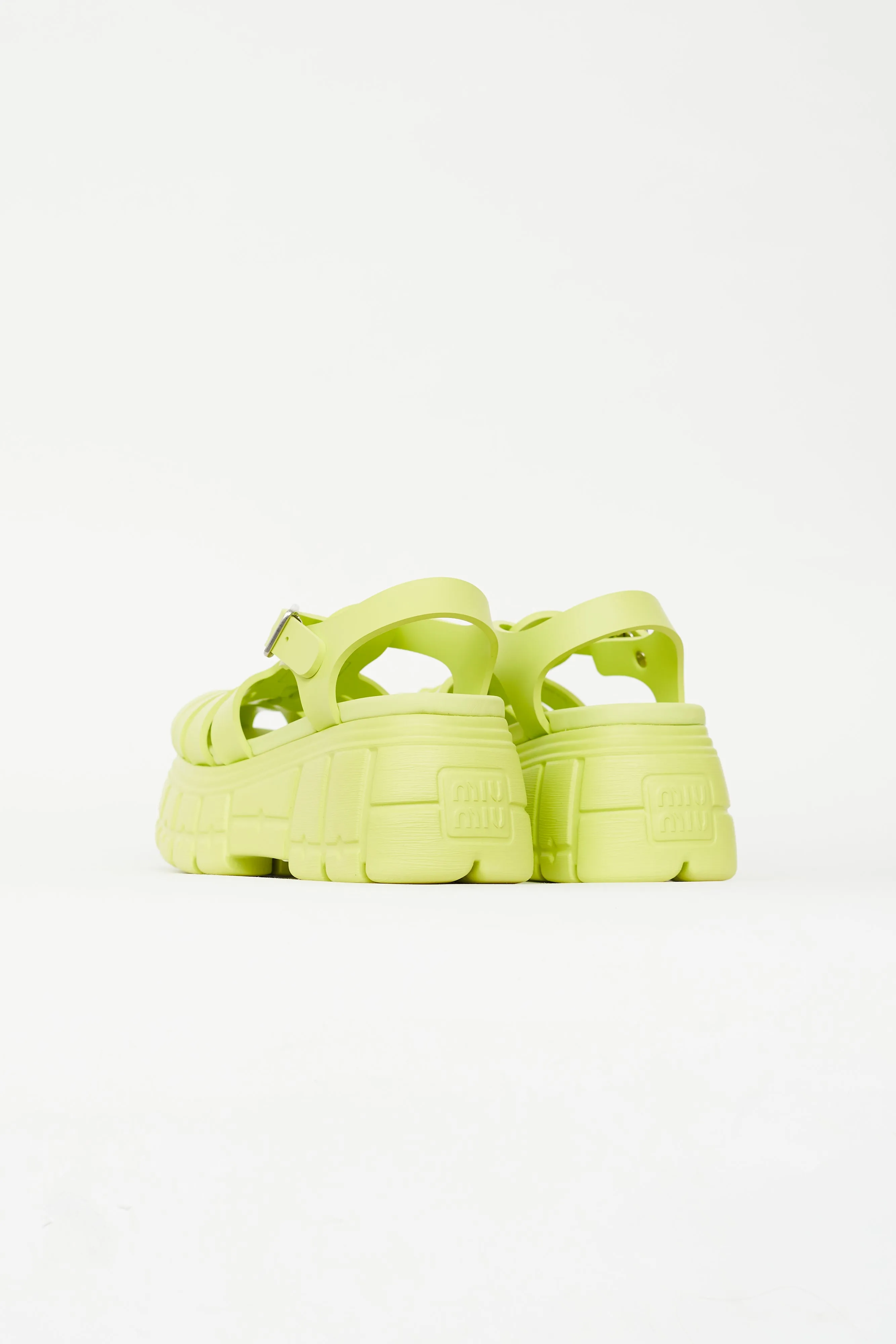 Neon Green Soft Cage Platform Sandal