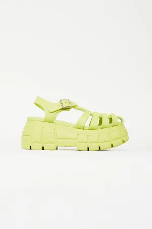 Neon Green Soft Cage Platform Sandal