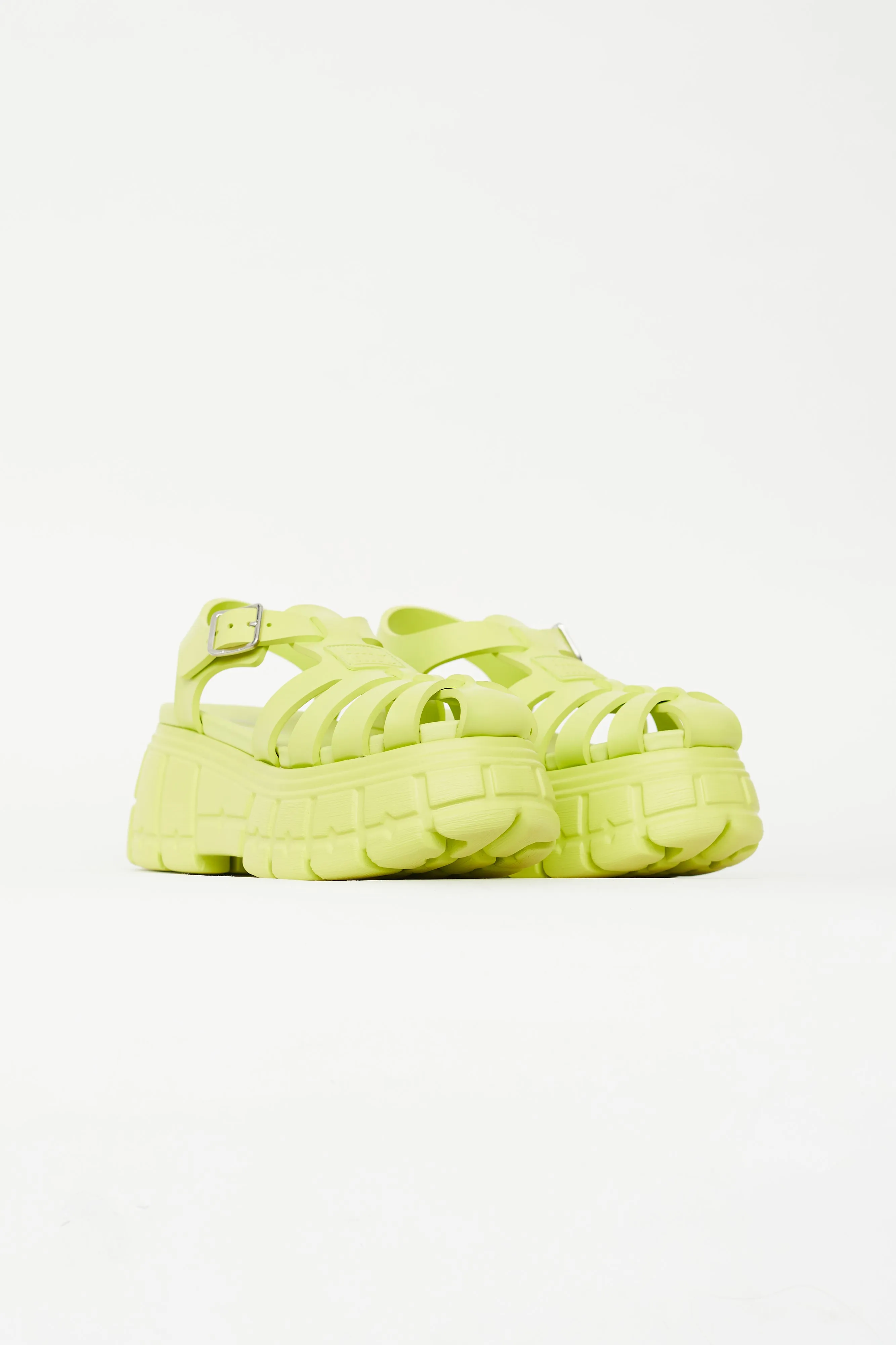 Neon Green Soft Cage Platform Sandal