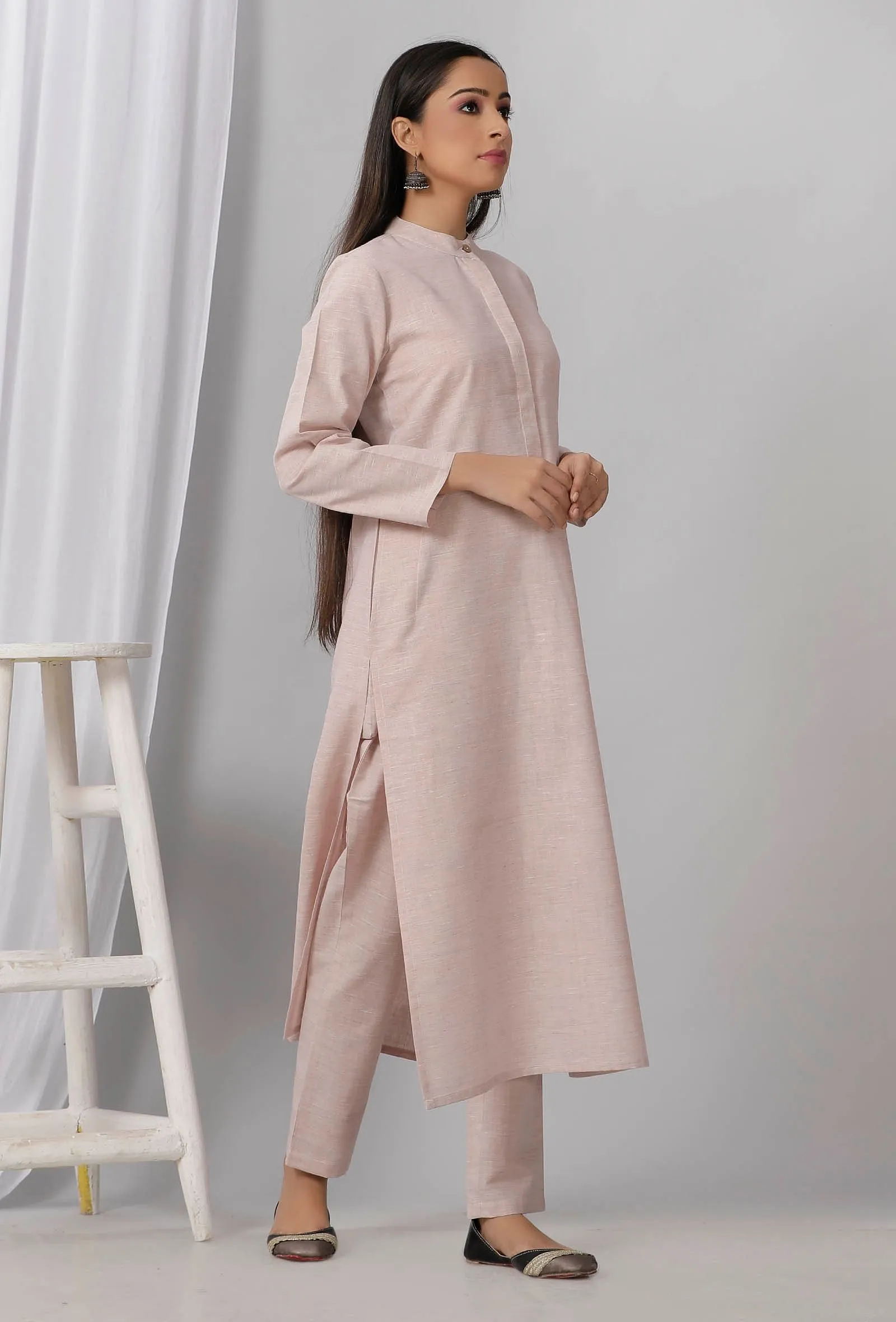 Pastel Purple Cotton Khadi Kurta