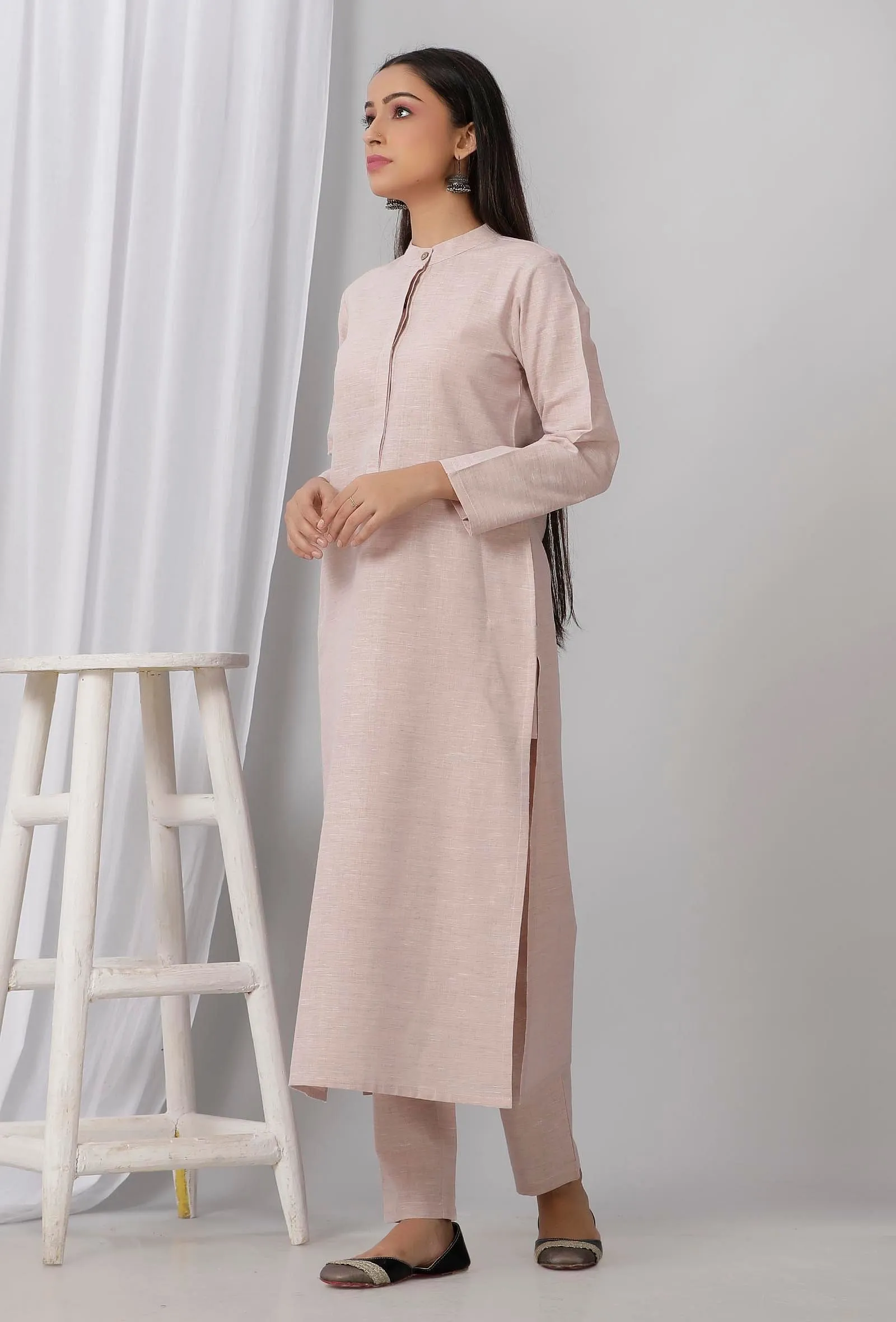 Pastel Purple Cotton Khadi Kurta