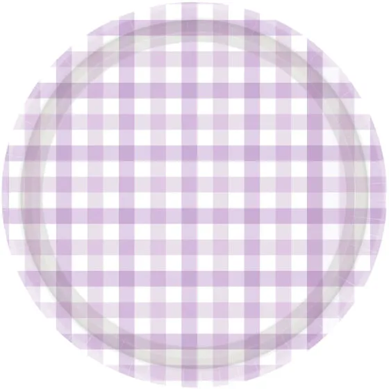 Pastel Purple Gingham NPC Paper Plate FSC 23cm 8pk