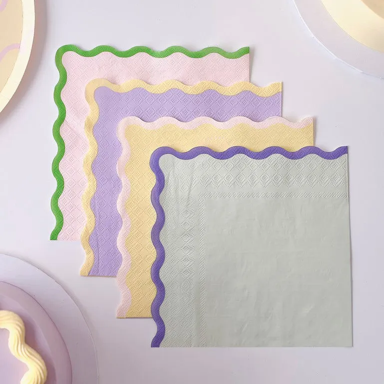 Pastel Wave Paper Napkins - Pack of 16
