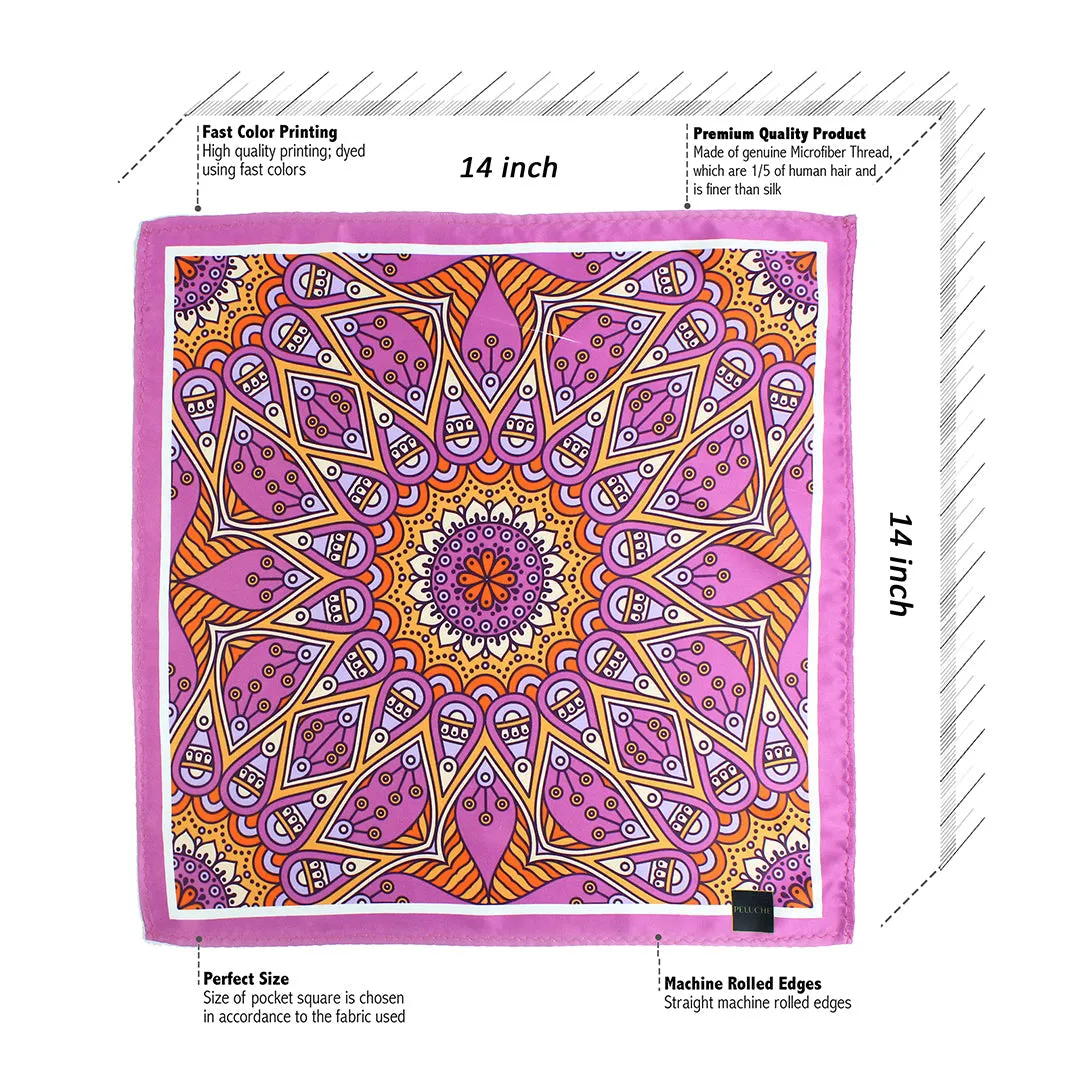 Peluche EnchantMandala Array Multicolor Pocket Square for Men (14X14 inches)