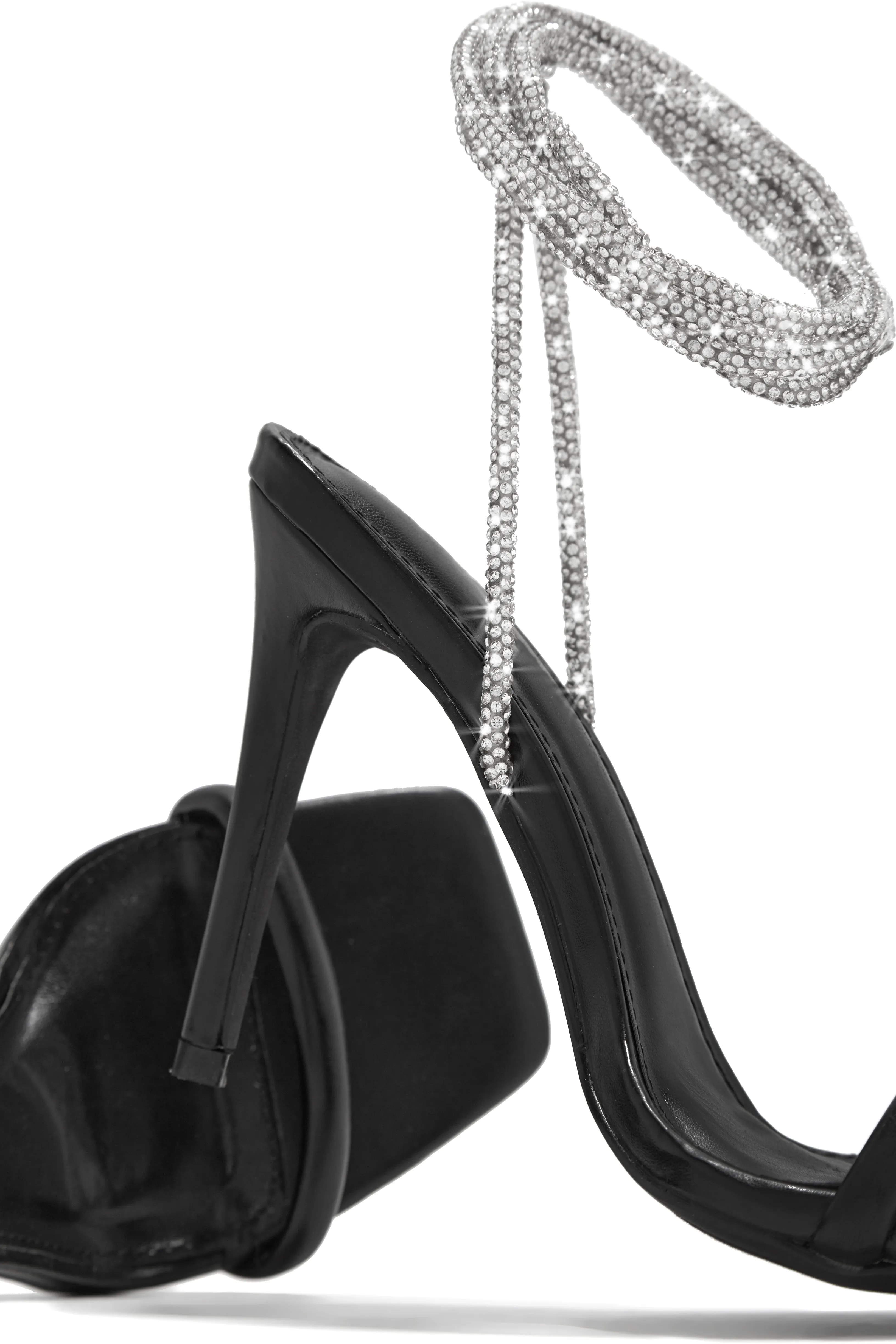 Pretty Girl Embellished Lace Up High Heels - Black