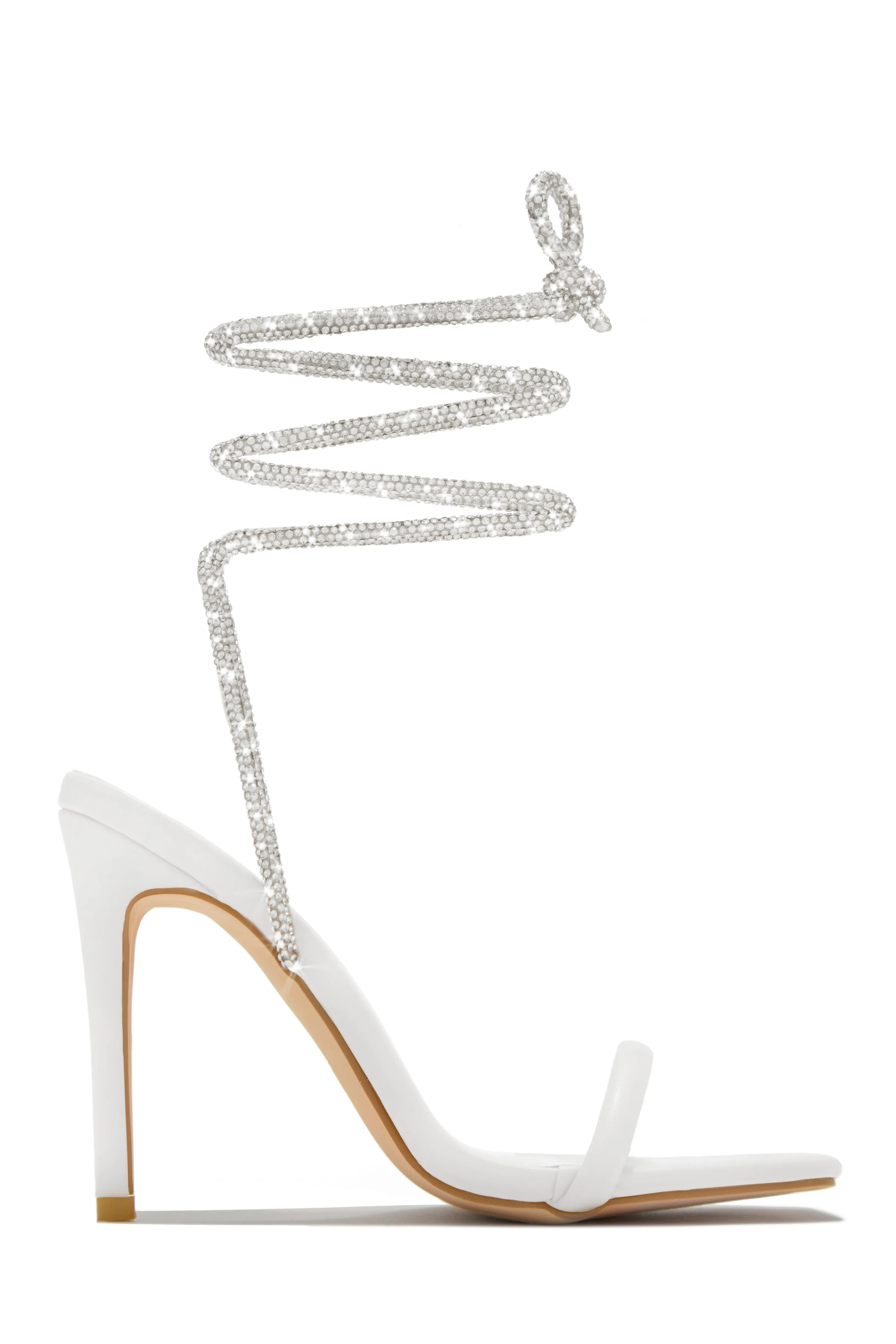 Pretty Girl Embellished Lace Up High Heels - Nude