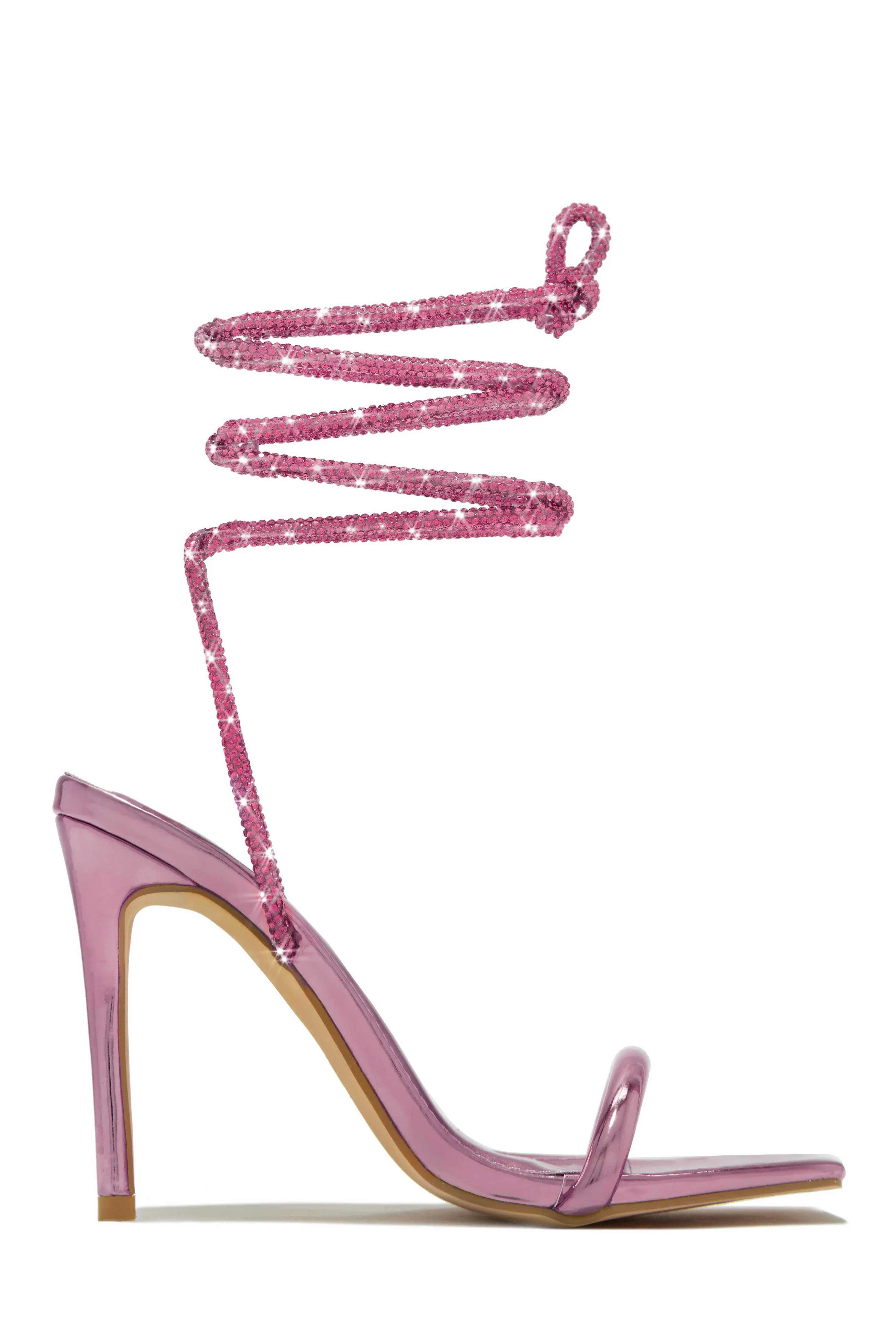 Pretty Girl Embellished Lace Up High Heels - Nude