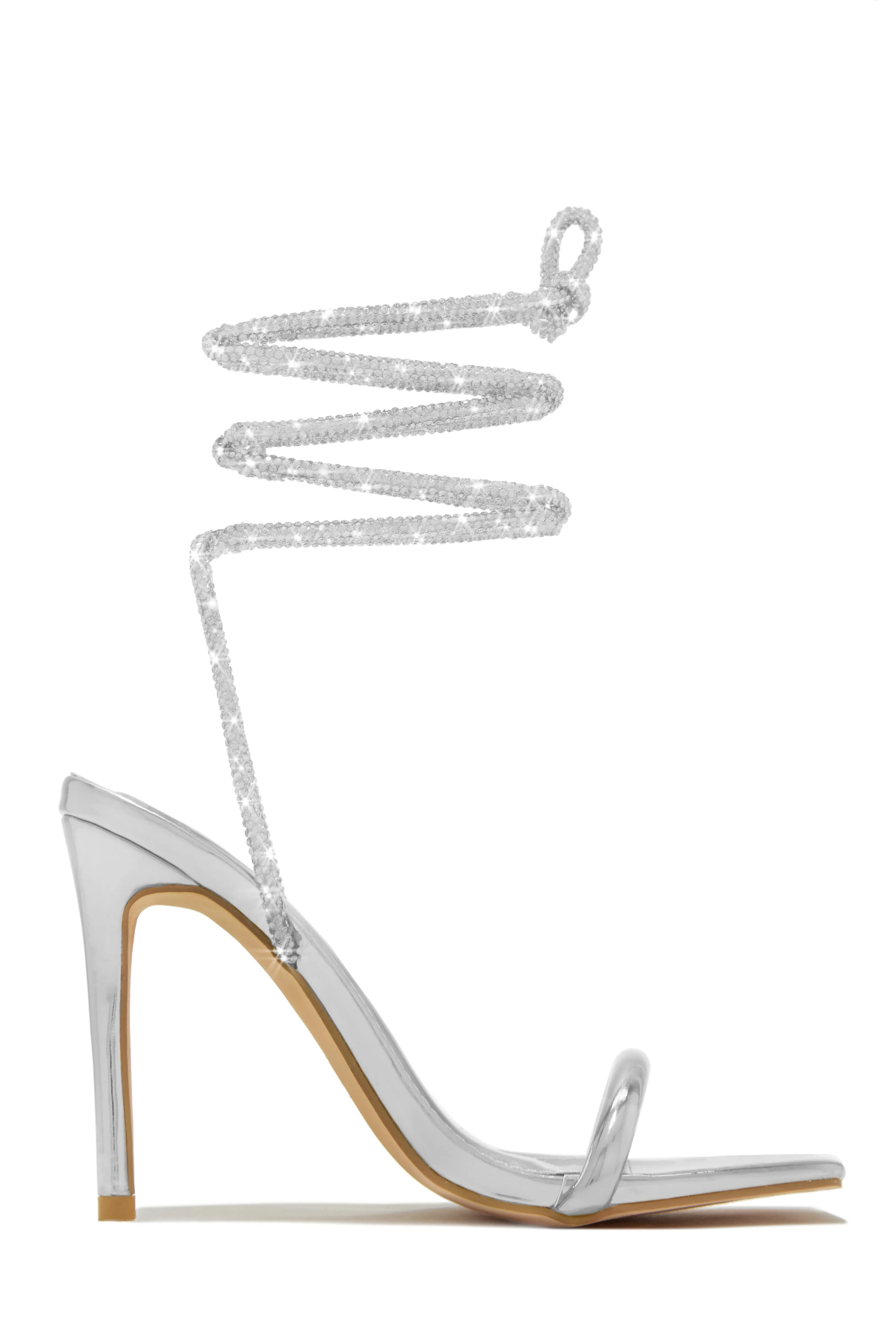 Pretty Girl Embellished Lace Up High Heels - Nude