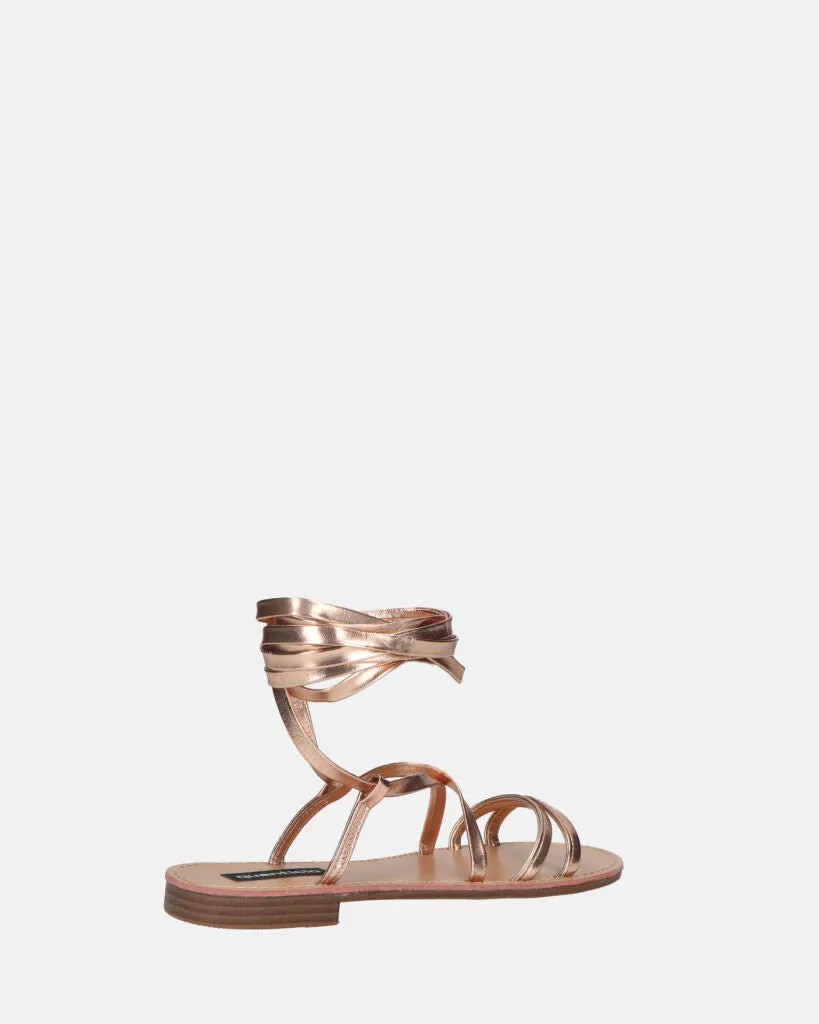 SEA - sandali bassi con fasce e cordini bronzo metallico