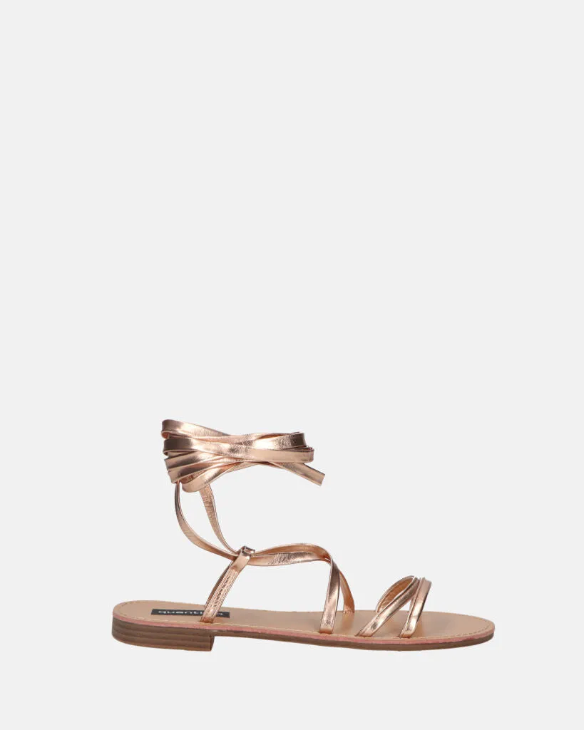 SEA - sandali bassi con fasce e cordini bronzo metallico