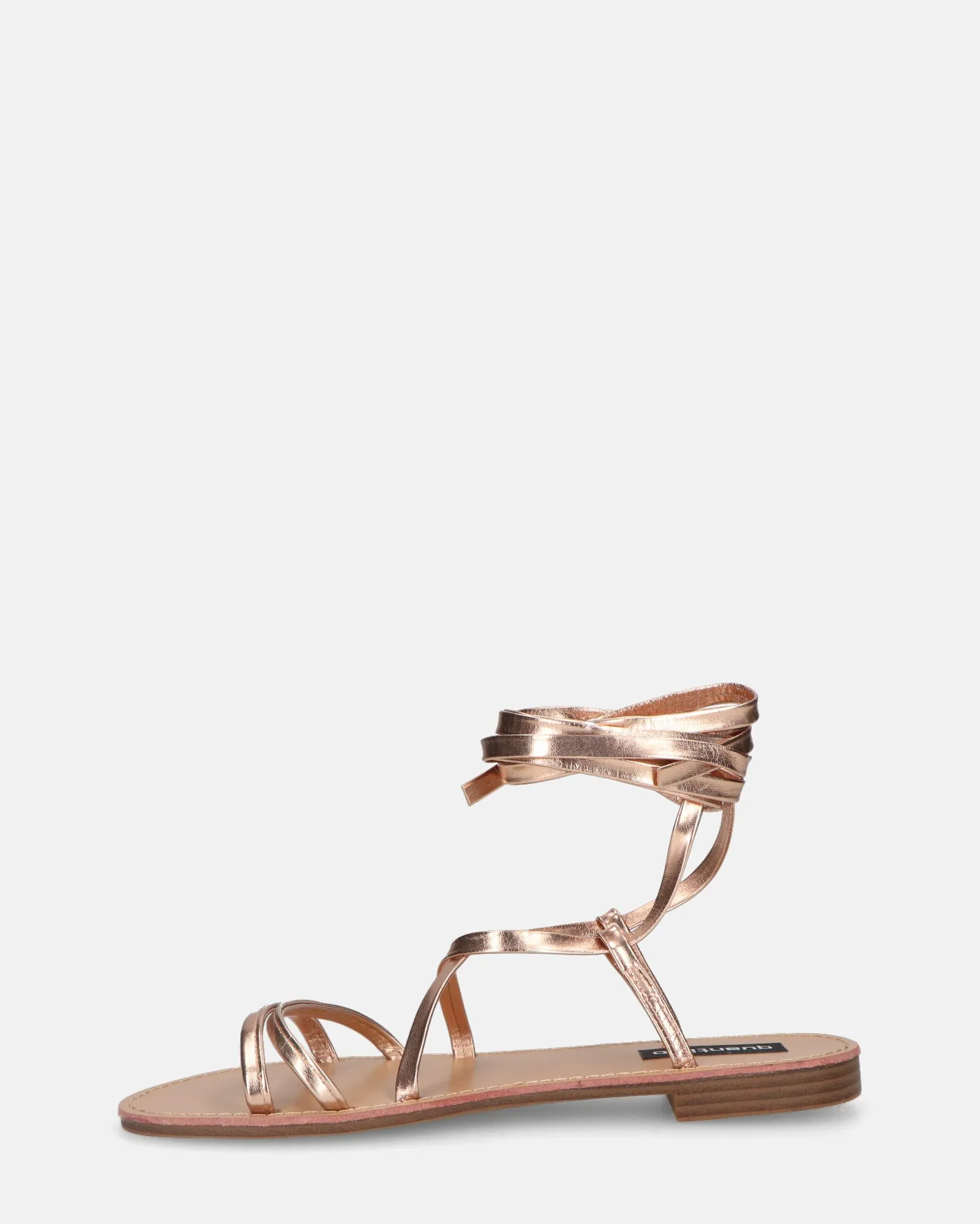 SEA - sandali bassi con fasce e cordini bronzo metallico