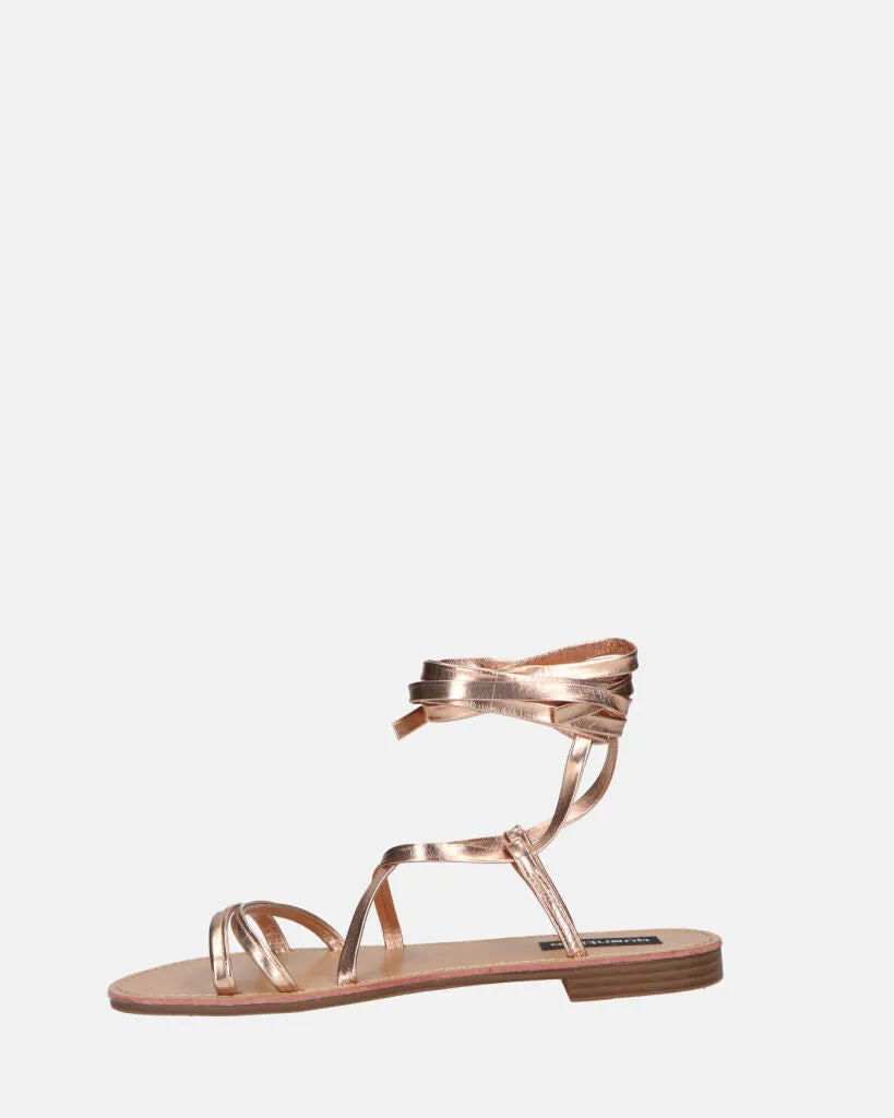 SEA - sandali bassi con fasce e cordini bronzo metallico