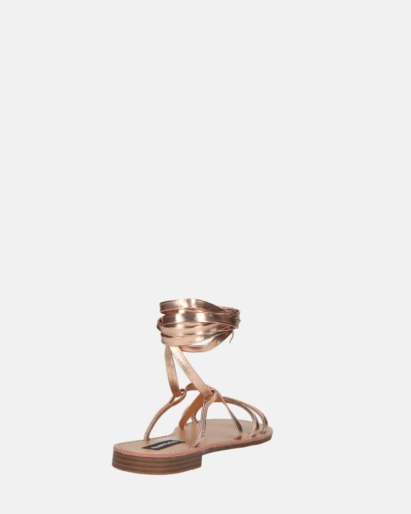SEA - sandali bassi con fasce e cordini bronzo metallico