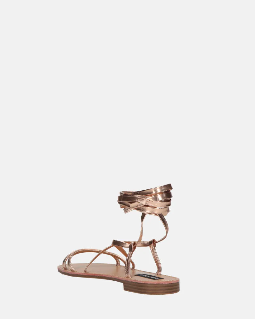 SEA - sandali bassi con fasce e cordini bronzo metallico