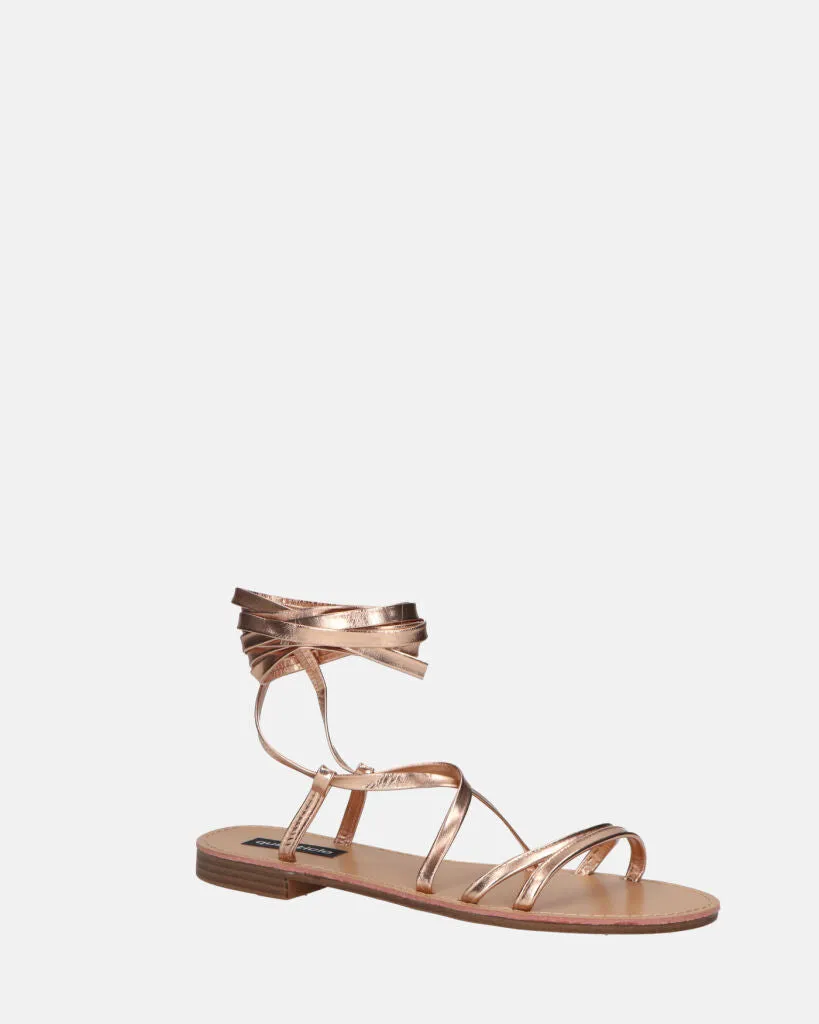 SEA - sandali bassi con fasce e cordini bronzo metallico
