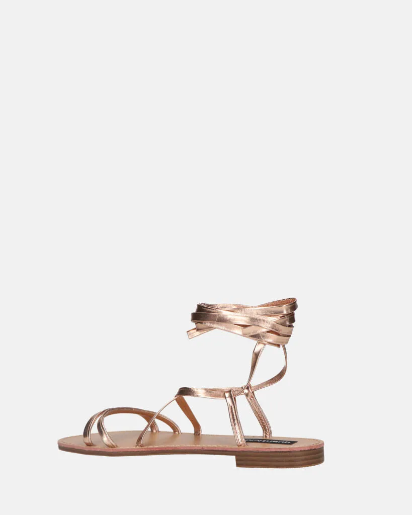 SEA - sandali bassi con fasce e cordini bronzo metallico