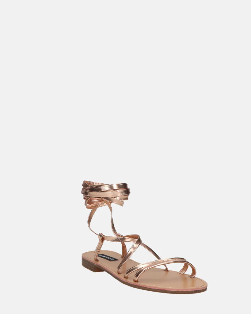 SEA - sandali bassi con fasce e cordini bronzo metallico