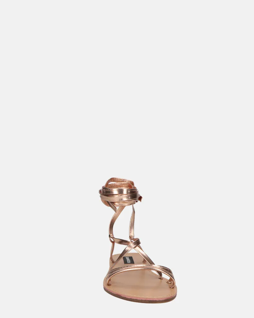 SEA - sandali bassi con fasce e cordini bronzo metallico