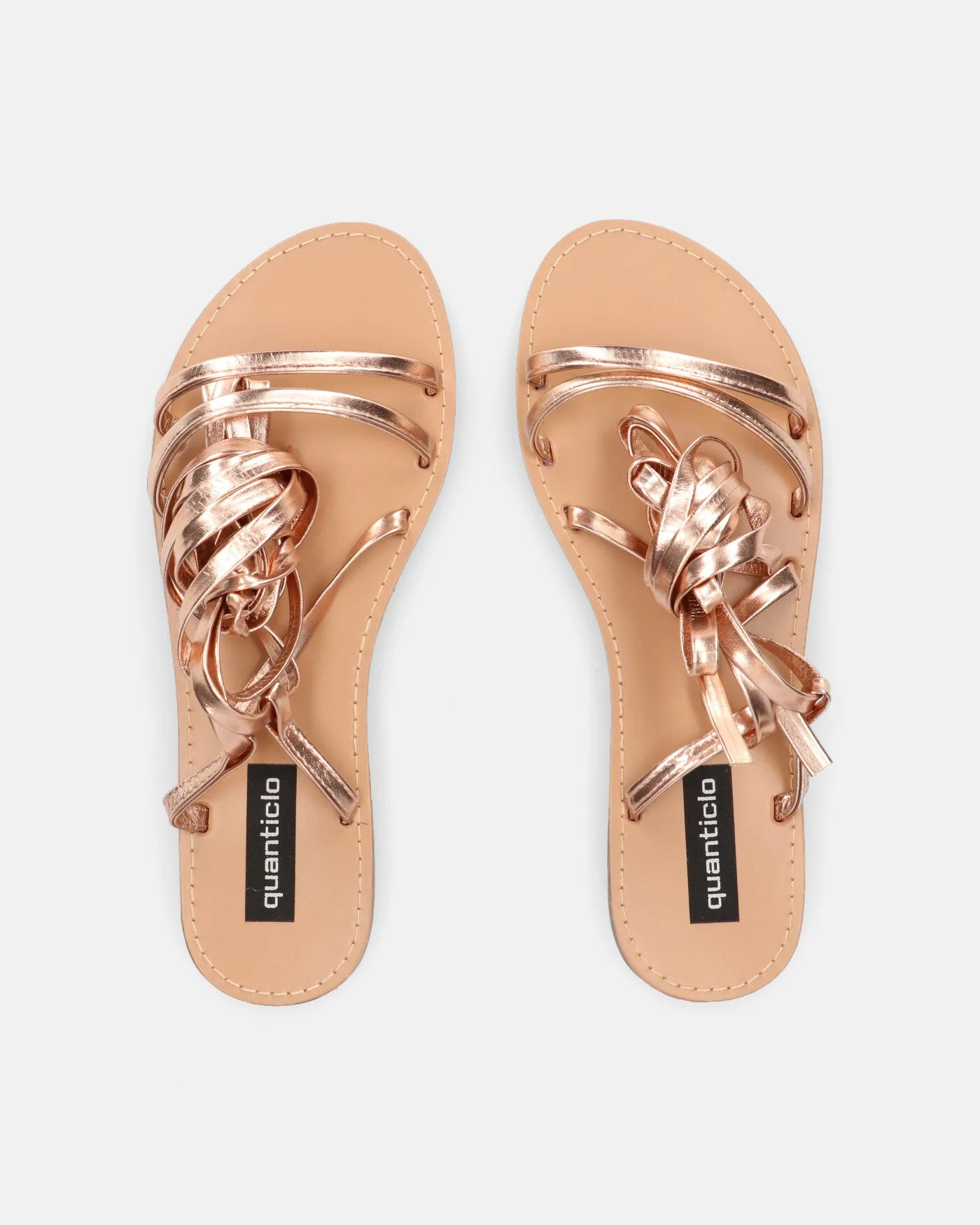 SEA - sandali bassi con fasce e cordini bronzo metallico