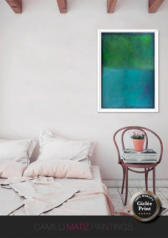 Teal wall art print Large canvas art Abstract art Print canvas prints mint green print by Camilo Mattis